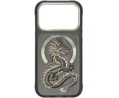 Dėklas NIMMY case MAGNETIC FANTASY ANIMAL DRAGON compatible with MagSafe for IPHONE 18 Pro/17 Pro pilkas