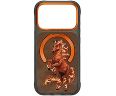 Dėklas NIMMY case MAGNETIC FANTASY ANIMAL HORSE compatible with MagSafe for IPHONE 18 Pro/17 Pro oranžinis