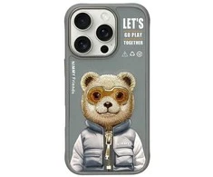 Nimmy Apple iPhone 16 Pro 6.3" dėklas telefonui pilkos spalvos Cool&amp;Cute 2.0 Bear