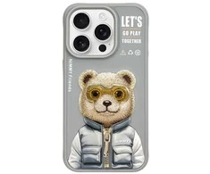Nimmy Apple iPhone 15 Pro 6.1" dėklas telefonui pilkos spalvos Cool&amp;Cute 2.0 Bear
