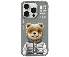 Nimmy Apple iPhone 16 Pro Max 6.9" dėklas telefonui pilkos spalvos Cool&amp;Cute 2.0 Bear