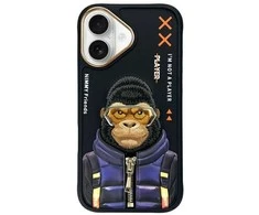 Nimmy dėklas Apple iPhone 16 6.1″ juodos spalvos Cool&amp;Cute 2.0 Monkey