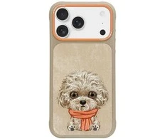 NIMMY dėklas BIG EYED PET 2.0 Dog, skirtas IPHONE 17, smėlio spalvos