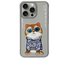 Nimmy Apple iPhone 15 Pro Max 6.7" dėklas telefonui pilkos spalvos Glasses Cool Cat
