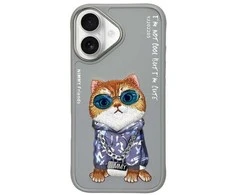 Nimmy dėklas Apple iPhone 16 6.1″ pilka Glasses Cool Cat