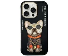 Nimmy Apple iPhone 16 Pro 6.3" dėklas telefonui juodos spalvos Glasses Cool Dog