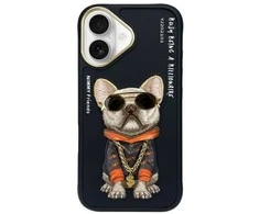 Nimmy dėklas Apple iPhone 16 6.1″ juodas Glasses Cool Dog