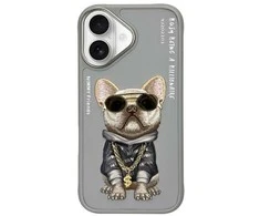 Nimmy Apple iPhone 16 6.1" dėklas telefonui pilkos spalvos Glasses Cool Dog