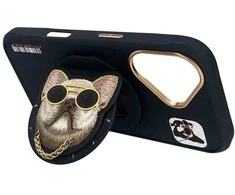 Dėklas Nimmy Glasses Cool Dog MagSafe Apple iPhone 16 juodos spalvos