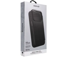 NOMAD odinis dėklas IPHONE 18 Pro/17 Pro, suderinamas su MagSafe (Modern Leather Folio ECCO Leather) juodas