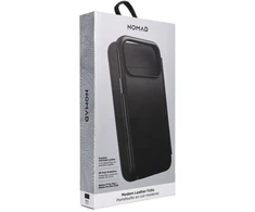 NOMAD odinis dėklas IPHONE 18 Pro Max/17 Pro Max, suderinamas su MagSafe (Modern Leather Folio ECCO Leather) juodas