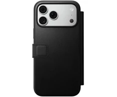 NOMAD odinis dėklas IPHONE 18 Pro Max/17 Pro Max, suderinamas su MagSafe (Modern Leather Folio ECCO Leather) juodas