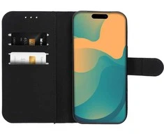 OEM atverčiamas dėklas iPhone 17 / 18 4Card RFID apsaugos nuo vagystės techninis audinys juodas