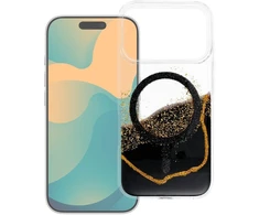 Golden OEM dėklas, skirtas iPhone 15, auksinis, suderinamas su „MagSafe“ juodu