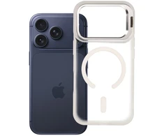 Dėklas iPhone 18 Pro / 17 Pro Forcell F-Protect Shadow Stand Premium, suderinamas su MagSafe, sidabrinis