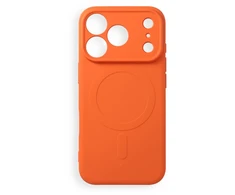 Oem dėklas, skirtas iPhone 17 Pro / 18 Pro, silikoninis Mag dėklas, suderinamas su MagSafe (kameros apsauga), oranžinis