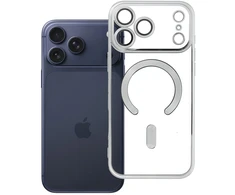 OEM dėklas, skirtas iPhone 17 Pro Max / 18 Pro Max, Electro Mag dangtelis, suderinamas su MagSafe, sidabrinis