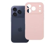 Oem dėklas iPhone 18 Pro / 17 Pro silikoninis 2 mm (didelė skylutė) pudros rožinės spalvos