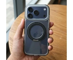 Oem dėklas, skirtas iPhone 18 Pro Max / 17 Pro Max, rėmelis su apskritu stoveliu, suderinamas su MagSafe, juodas