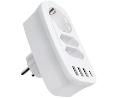 Oem Power strip with 3 sockets max 16A with 3x USB A, 1x typ C jungtys E06 baltas