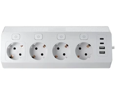 Oem Power strip with 4 sockets max 3680W, 2xUSB A, 2x type C jungtys with 2m power cable E42 baltas