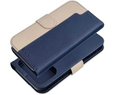 OEM atverčiamas dėklas iPhone 17 / 18 Split Book tamsiai mėlynos ir kreminės spalvos