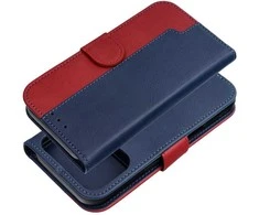 OEM atverčiamas dėklas, skirtas iPhone 17 / 18, „Split Book“, tamsiai mėlynas ir raudonas