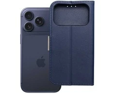 OEM atverčiamas dėklas, skirtas iPhone 17 PRO / 18 PRO, „Split Book“, tamsiai mėlynas ir kreminis