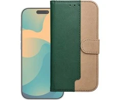Dėklas Oem Flip case for iPhone 17 Split Book žalias and auksinis