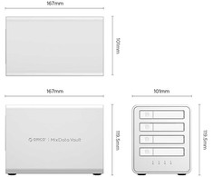 Orico 8848RC3 DAS serijos 4 skyrių 2,5" HDD/SSD/M.2 SATA/mSATA diskų masyvas – Baltas