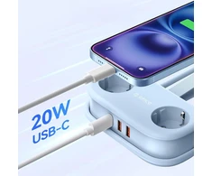 Orico AP3 20W GaN 5in1 maitinimo blokas 2x AC + 2x USB-A + 1x USB-C - Mėlyna