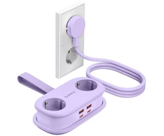 Orico AP3 65W GaN 6in1 maitinimo blokas 2x AC + 2x USB-A + 2x USB-C - Violetinė