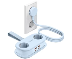 Orico AP3 65W GaN 6in1 maitinimo blokas 2x AC + 2x USB-A + 2x USB-C - Mėlyna