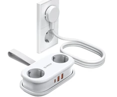 „Orico AP3 20W GaN 5in1“ maitinimo blokas, 2x AC + 2x USB-A + 1x USB-C - balta