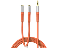Orico AX2-10 garso kabelis 3,5 mm minijack skirstytuvas ausinėms ir mikrofonui 1 m kabelis - oranžinis