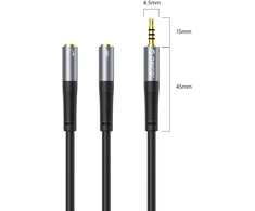 Orico AX2 audio adapter mini jack 3.5 mm headphone and microphone splitter 0.5 m - juodas