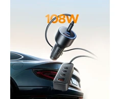 Orico ChargeClip 108W automobilinis įkroviklis 2x USB-A + 4x USB-C su spaustuku - Juodas