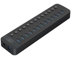 Orico CT2U3-13AB 13x USB-A 3.0 šakotuvas su jungikliais – juodas