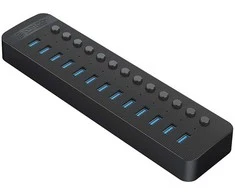 Orico CT2U3-13AB 13x USB-A 3.0 šakotuvas su jungikliais – juodas