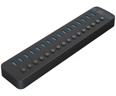 Orico CT2U3-16AB 16x USB-A 3.0 šakotuvas su jungikliais – juodas