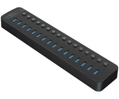Orico CT2U3-16AB 16x USB-A 3.0 šakotuvas su jungikliais – juodas