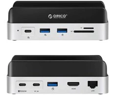 „Orico MiniDock 10-in-1“ prijungimo stotelė su SSD kietojo disko lizdu – „Sidabrinis“