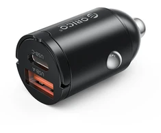 Orico MiniRing 30W USB-A + USB-C automobilinis įkroviklis - Juodas