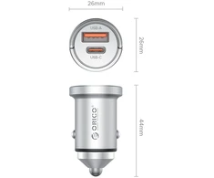 Orico MiniRing Pro 45W USB-A + USB-C Car Charger - Sidabrinis