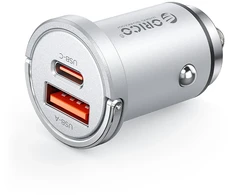Orico MiniRing Pro 45W USB-A + USB-C Car Charger - Sidabrinis