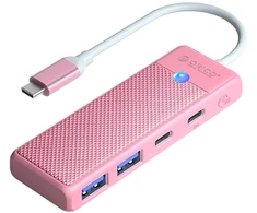 Orico PAPW2AC-C3-C3 USB Hub 4-port 2x USB-A 3.0 1x USB-C 3.0 with USB-C PD 100W charging 0.15m - pink