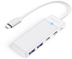 Orico PAPW2AC-C3 USB Hub 4-port 2x USB-A 3.0 1x USB-C 3.0 with USB-C PD 100W charging 0.15m - baltas