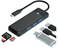 Orico PAPW3AT-C3 USB Hub 4-port 3x USB-A 3.0 with Micro SD/SD card reader 1 m - juodas
