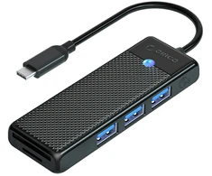 Orico PAPW3AT-C3 USB Hub 4-port 3x USB-A 3.0 with Micro SD/SD card reader 1 m - juodas