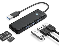 Orico PAPW3AT-U3 USB Hub 4-port 3x USB-A 3.0 with Micro SD/SD card reader 1 m - juodas